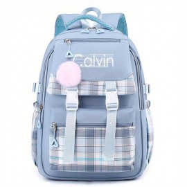 Calvin Inspired Backpack - Large Capacity School, Travel, Work Bag with Ergonomic Padded Straps, Multiple Compartments, Zipper Closure - Durable Nylon Backpack for Women & Men